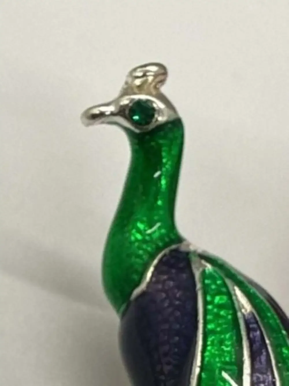 LOT Vtg Peacock Brooches Silver Tone 3D Filigree & Silver Tone Green Blue Enamel